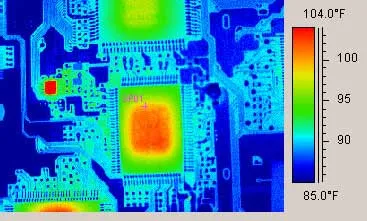 Thermal imaging of navigation PCB heat dissipation