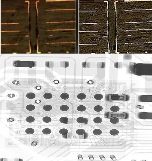 Comparison of microsectioned PCB and X-ray image for inspection analysis
