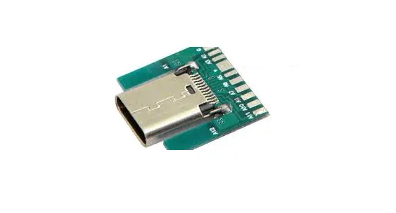 USB-C connector on PCB for gaming device with labeled pins