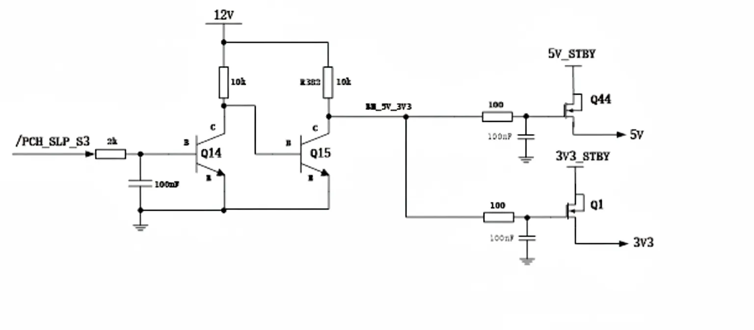 the 5 V is abnormal because Q44 is not fully conducting