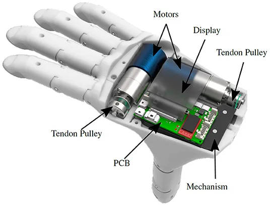 Prosthetic device PCB components in a modern design"