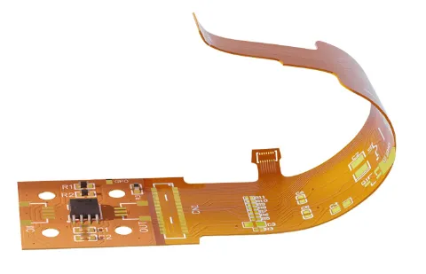 Close-up of flexible PCB surface finish for high-frequency applications