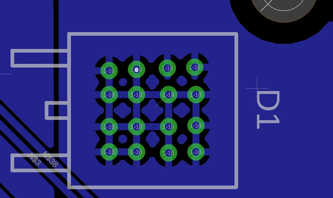 Thermal via array in 10-layer PCB for heat dissipation
