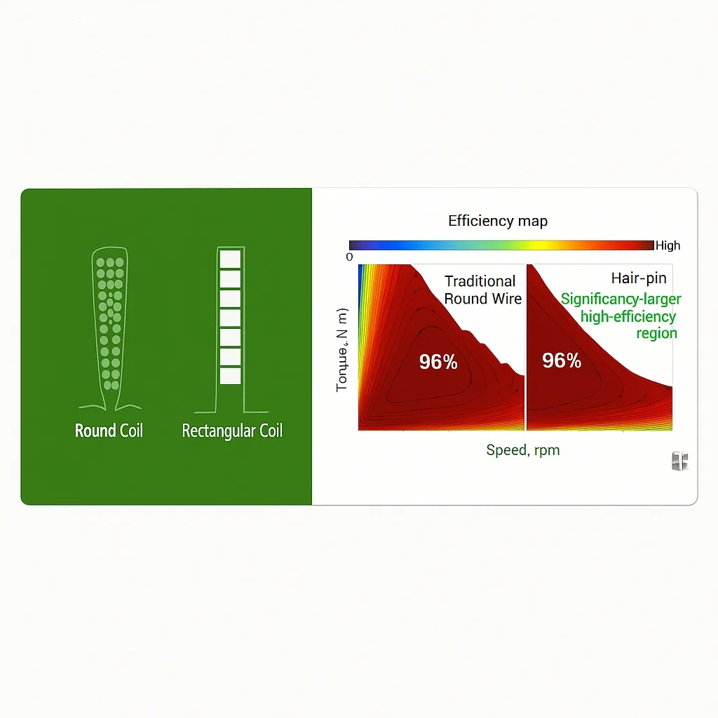 Conductor interface distribution: round vs flat wire motor