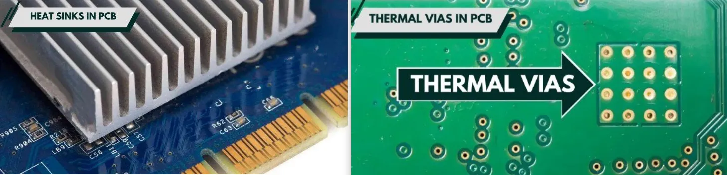 Thermal vias and heat sinks in high-temperature PCB design for aerospace