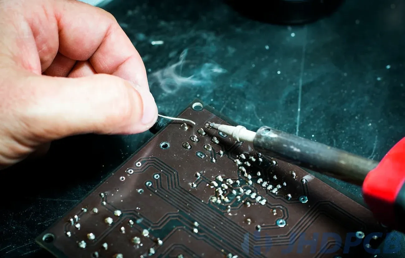 Inspecting soldered joints on a PCB with magnification