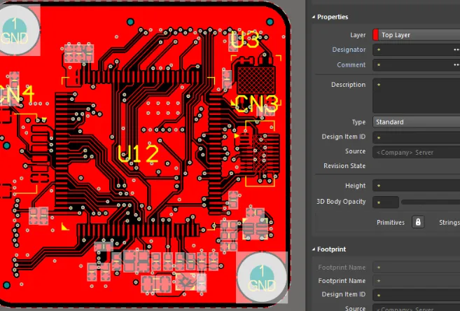 PCB design software showing silkscreen layer annotations