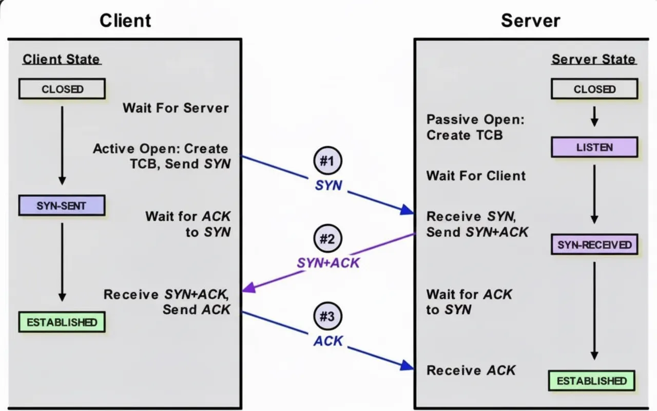 TCP three-way handshake and kernel queues