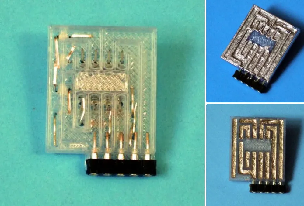 Applying conductive paint on a 3D printed PCB for SMD soldering