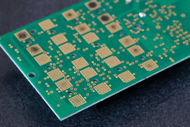 Close-up of OSP surface finished PCB showing protected copper traces.