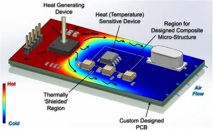Compact PCB design with thermal vias for processor cooling