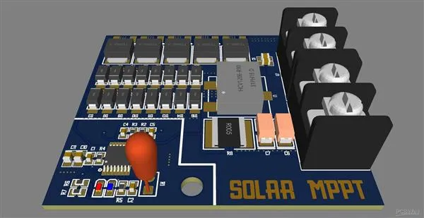 High-efficiency solar PCB design with MPPT controller and thermal vias