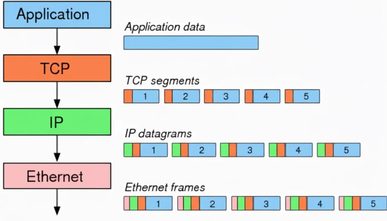 Example of TCP segmentation into multiple MTU-sized packets