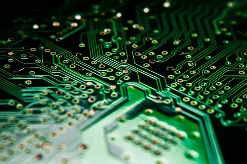 PCB layout showing power traces and ground plane for robotics competition