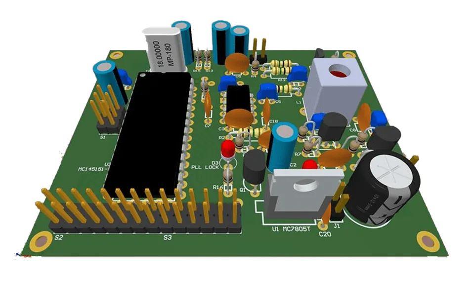 PCB layout for prosthetics showing energy-efficient components