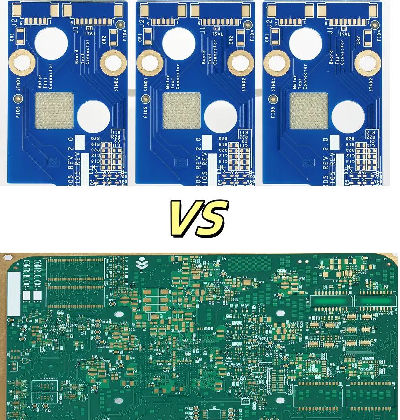 Blue solder mask vs green solder mask PCB comparison for silkscreen contrast