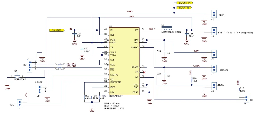 BQ25120 battery charger diagram