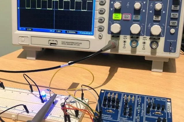 Functional testing setup for PCB failure analysis.