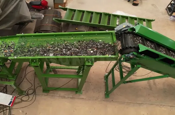 PCB recycling process equipment in action."