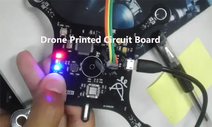 Cross-section of a drone flight control PCB showing substrate material and layers