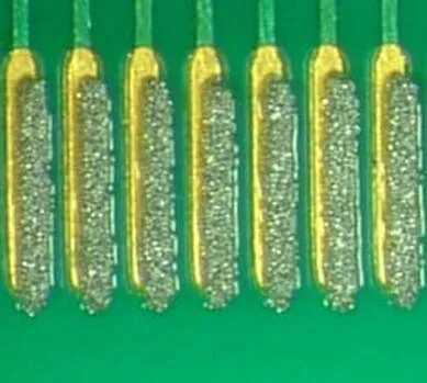Misalignment defect in solder paste application on PCB.