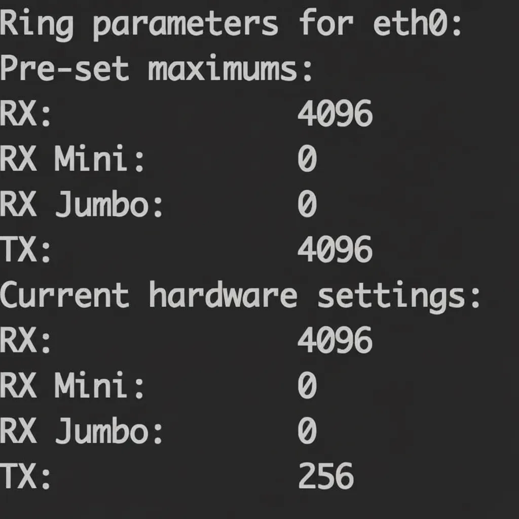 ethtool show TX ring buffer size