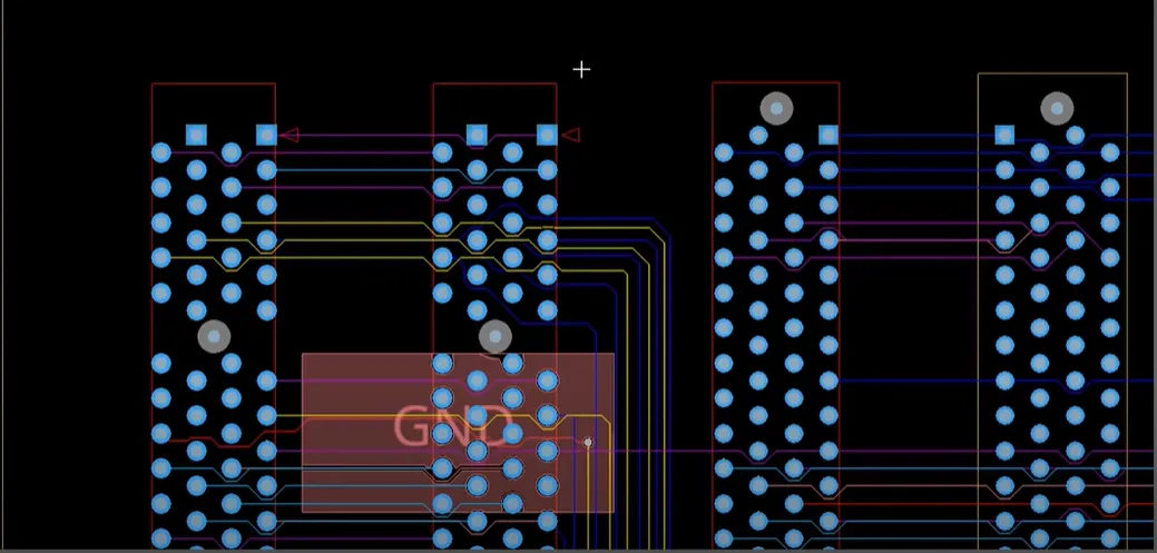PCB design software screenshot highlighting via placement for backdrilling and signal integrity