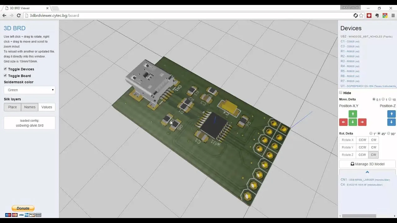 Eagle software interface showing 3D visualization feature for PCB design