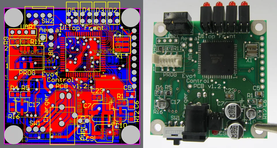 PCB design layout integrating THT and SMT components for hybrid assembly.