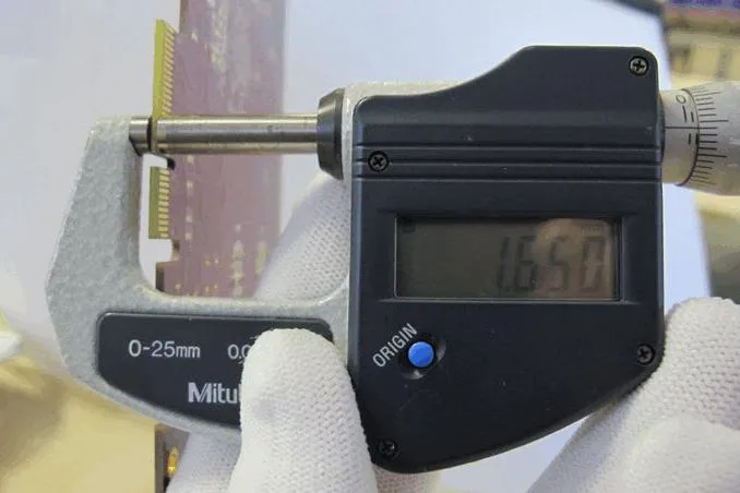 Measuring FR-4 PCB thickness tolerance with a caliper