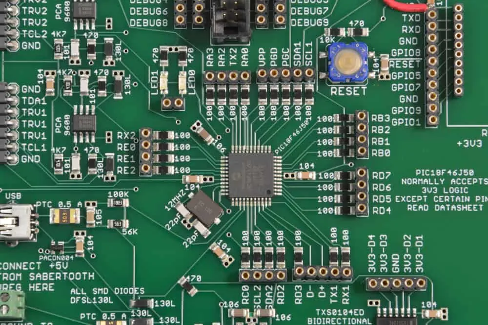 Finished PCB with properly applied solder mask for reliable performance.