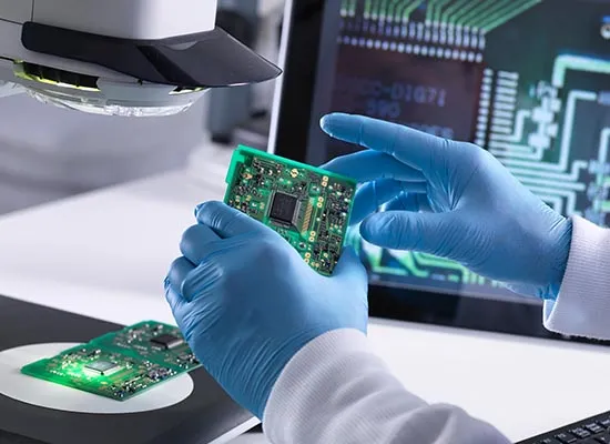 Troubleshooting PCB solder joints with visual inspection.