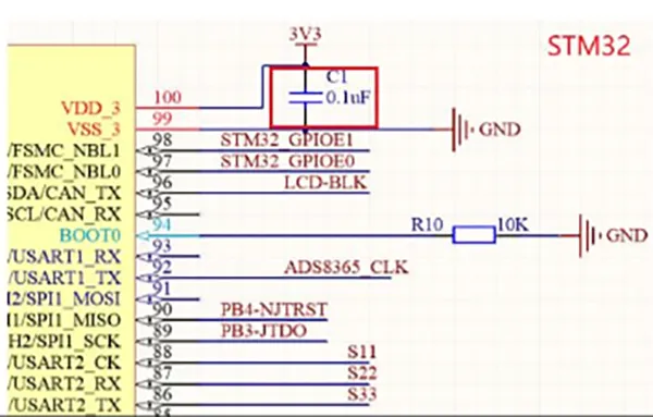 multiple capacitors typically placed on a chip's power pins