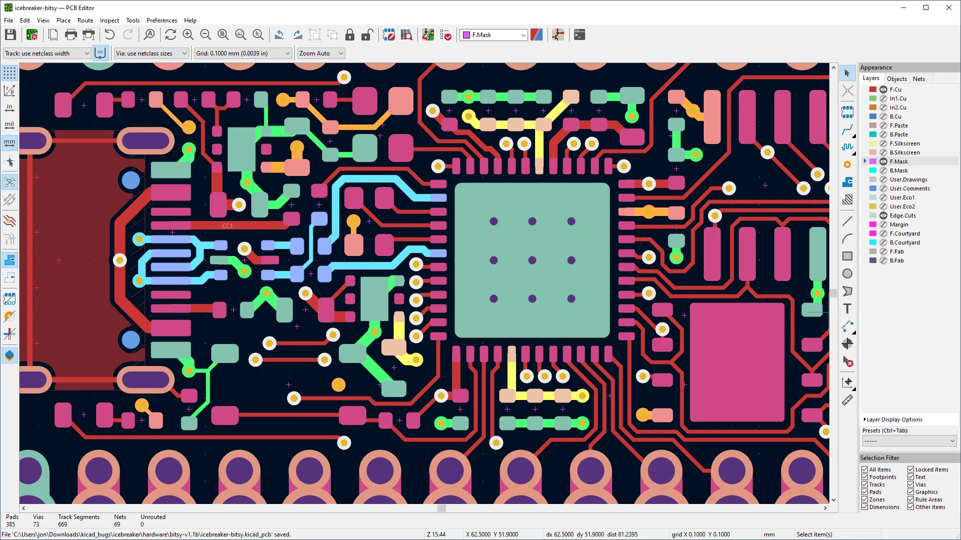 PCB design software interface for wearable project layout
