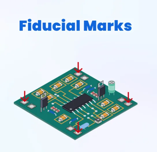 "PCB panel with fiducial marks for precise SMT assembly."