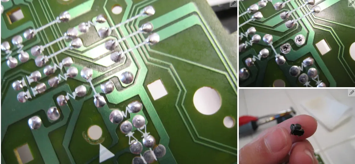 Desoldering components from ECU PCB using soldering iron and pump