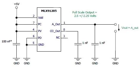 MLX91205 single-ended output example