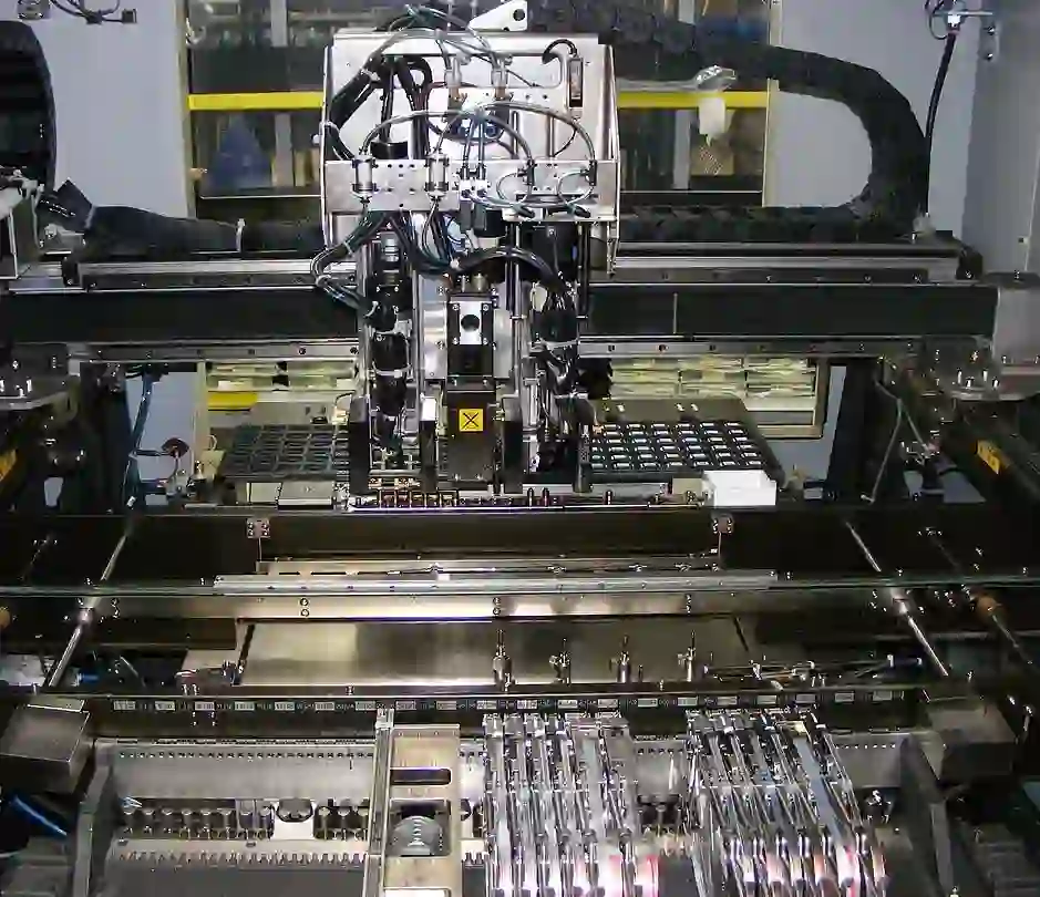 Pick-and-place machine aligning components using fiducial marks on a PCB