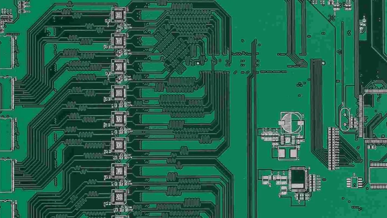 PCB layout with test structures for impedance control validation.
