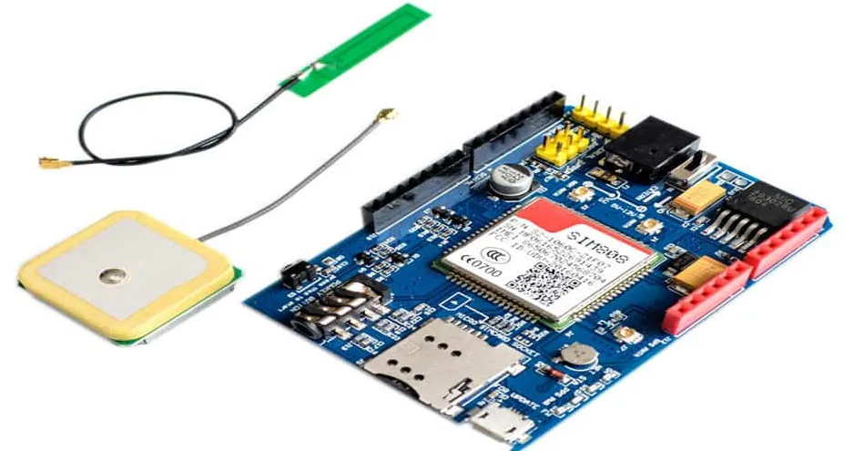 Navigation system PCB with key components for GPS functionality.
