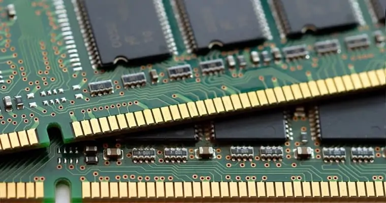 Close-up view of gold-plated PCB edge connectors
