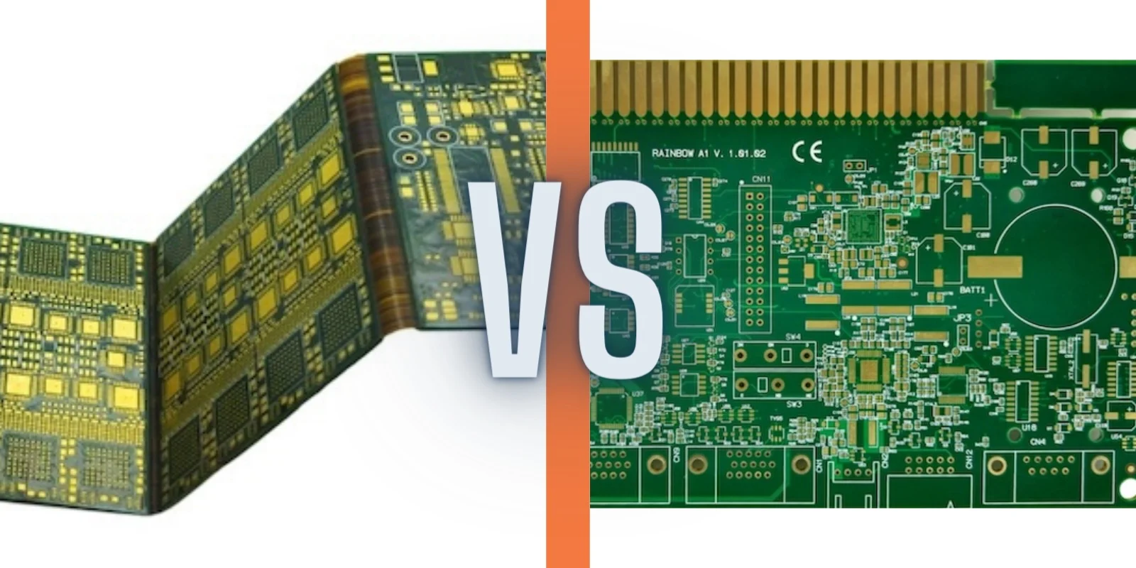 Comparison of rigid PCB and rigid-flex PCB design.