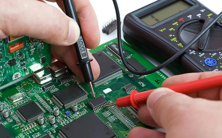 Successfully repaired PCB with multimeter test.