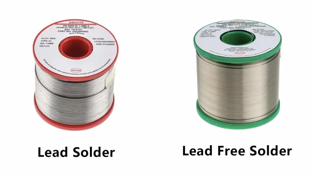 Lead-free solder paste vs. traditional solder paste on PCB.