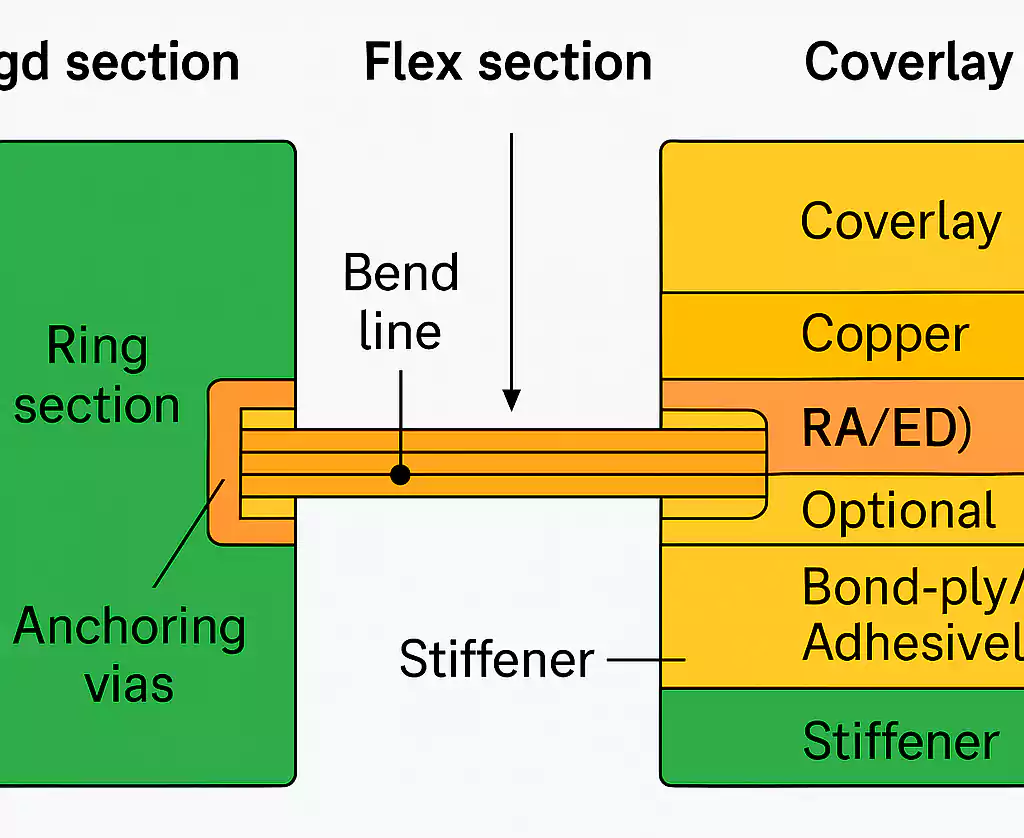 Rigid-Flex PCB Cross-Section Stackup Diagram