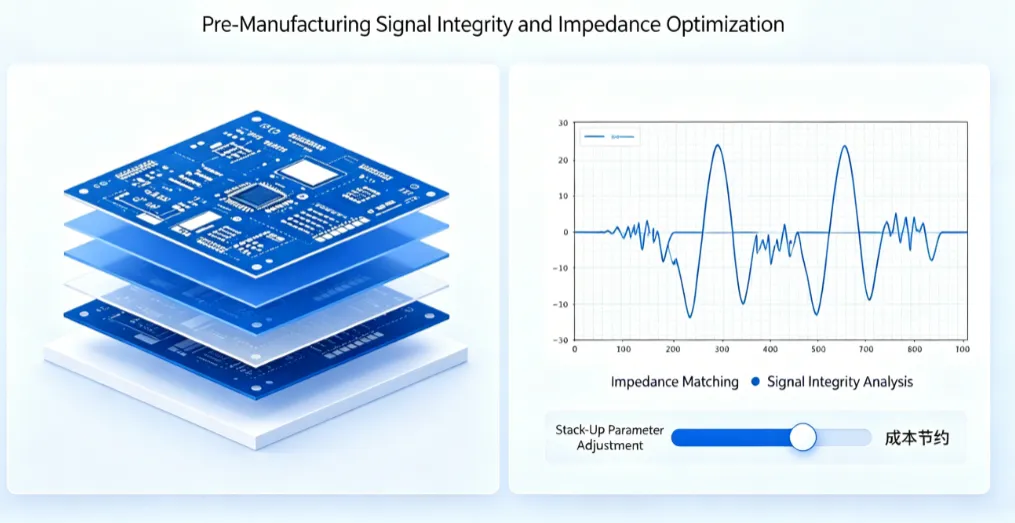Pre-fabrication stackup simulation helps optimize signal integrity and impedance while avoiding costly board re-spins.