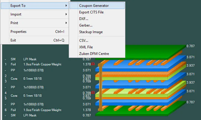 Impedance Test Coupon Layout
