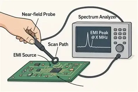 EMI Near-Field Probing Setup on PCB